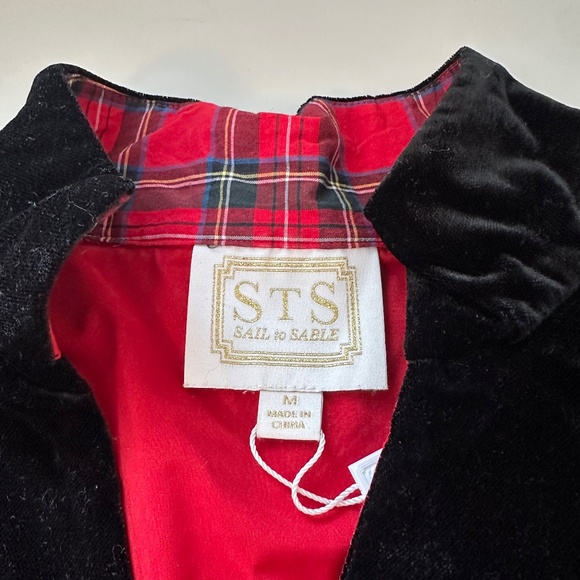 Sail to Sable Red Tartan Plaid & Velvet Collar Tunic Blouse | Size Medium - Picture 7 of 10